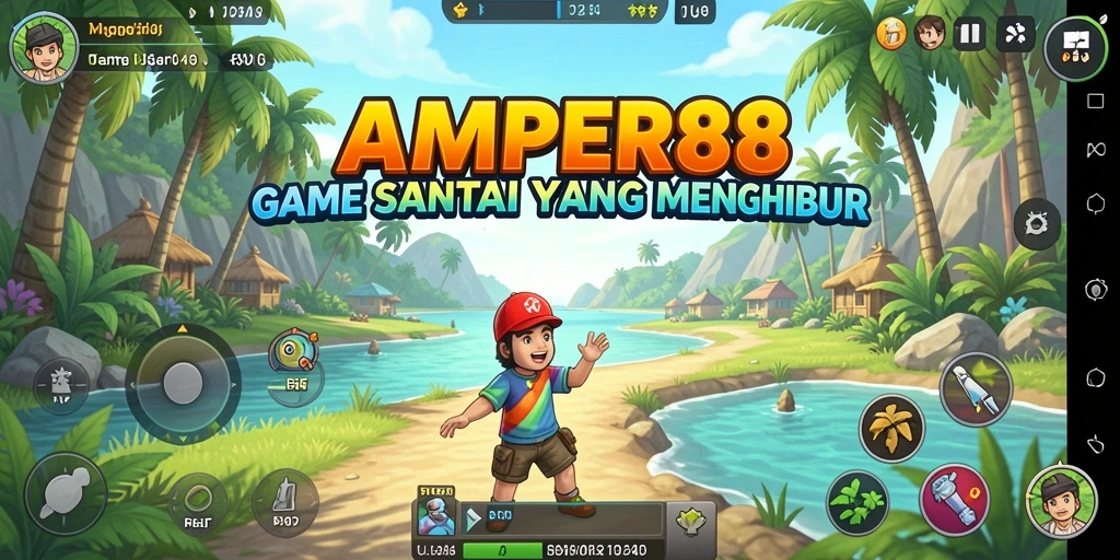 Tampilan gameplay seru dan penuh warna dari AMPER88.