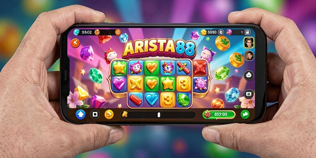 Screenshot ARISTA88 menunjukkan gameplay mengasyikkan dalam level Match-3.