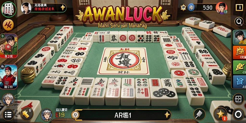 Screenshot gameplay AWANLUCK menunjukkan tantangan Mahjong yang menarik.