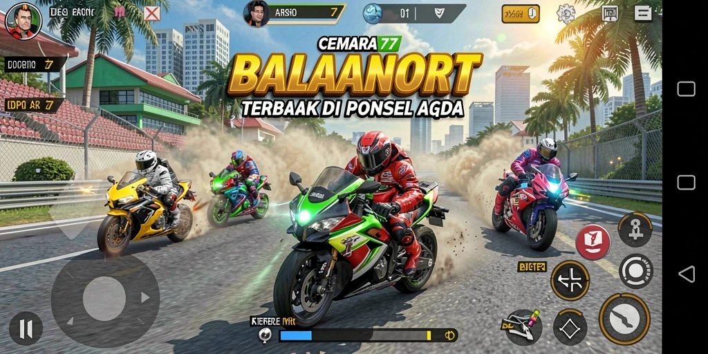 Tampilan gameplay <strong>CEMARA77</strong> yang memukau saat balapan motor.