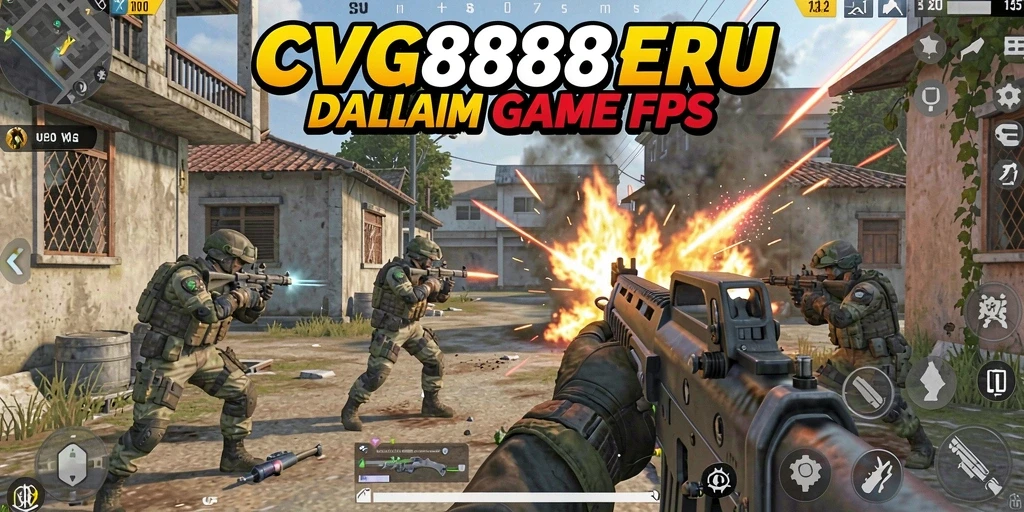 Gameplay intens CVG8888 yang penuh aksi tembak-menembak.
