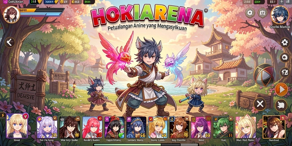 Tangkapan layar HOKIARENA menampilkan pertempuran seru dalam dunia anime.