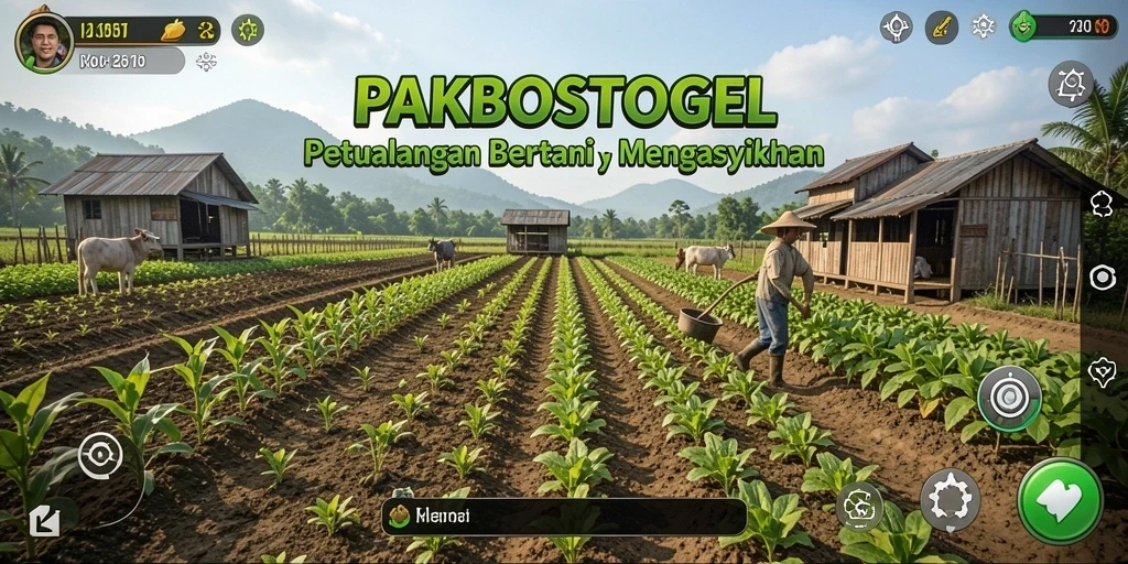 Tampilan screenshot PAKBOSTOGEL menampilkan permainan bertani yang seru.