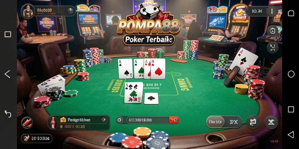 Screenshot utama POMPA88 menampilkan momen seru dalam permainan Poker.