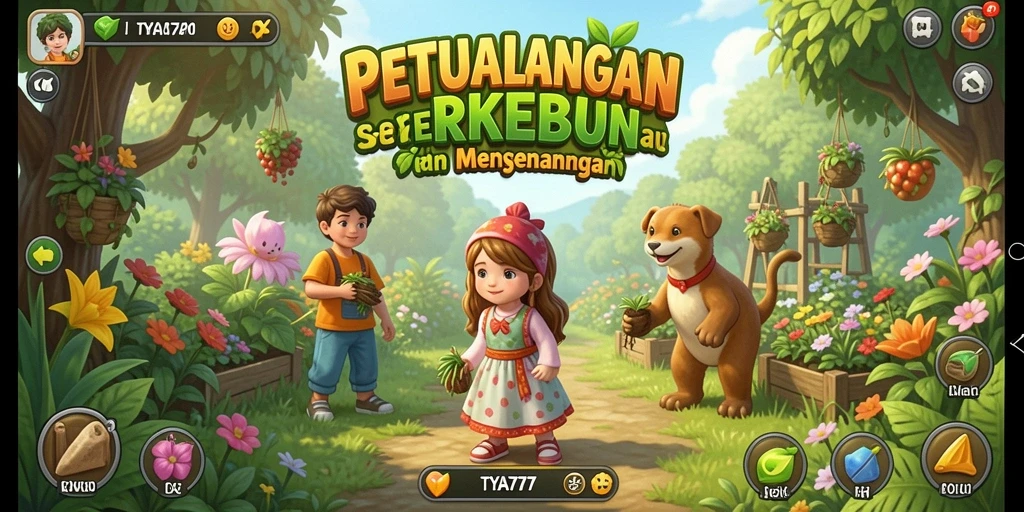 Tampilan screenshot dari gameplay TYA777 yang menampilkan aktivitas berkebun.